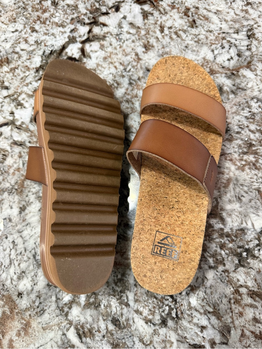 Reef Women’s Double-Strap Cork Slide Sandals - Brown/Tan - Picture 3 of 4